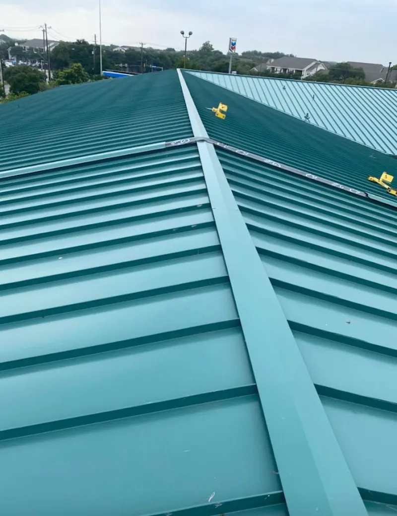 Green commercial metal roof ridge and valley for Metal Roof Repair in West Chicago